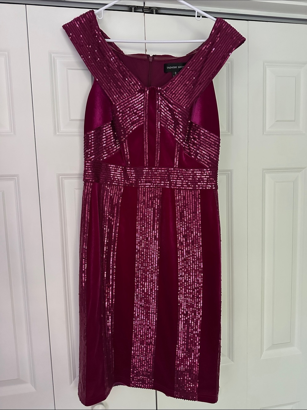 Tadashi Shoji Fuchsia Sequin Midi Dress